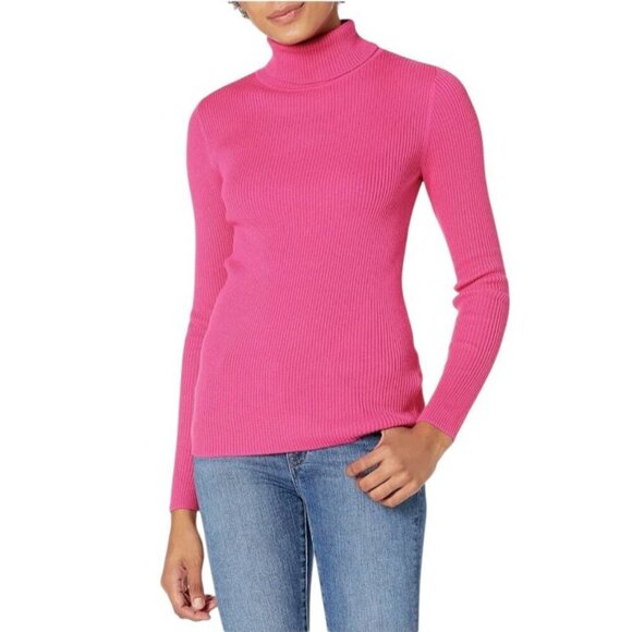 Amazon Essentials Women's Bright Pink Slim Fit Turtleneck Sweater SIZE-XL - Picture 2 of 8